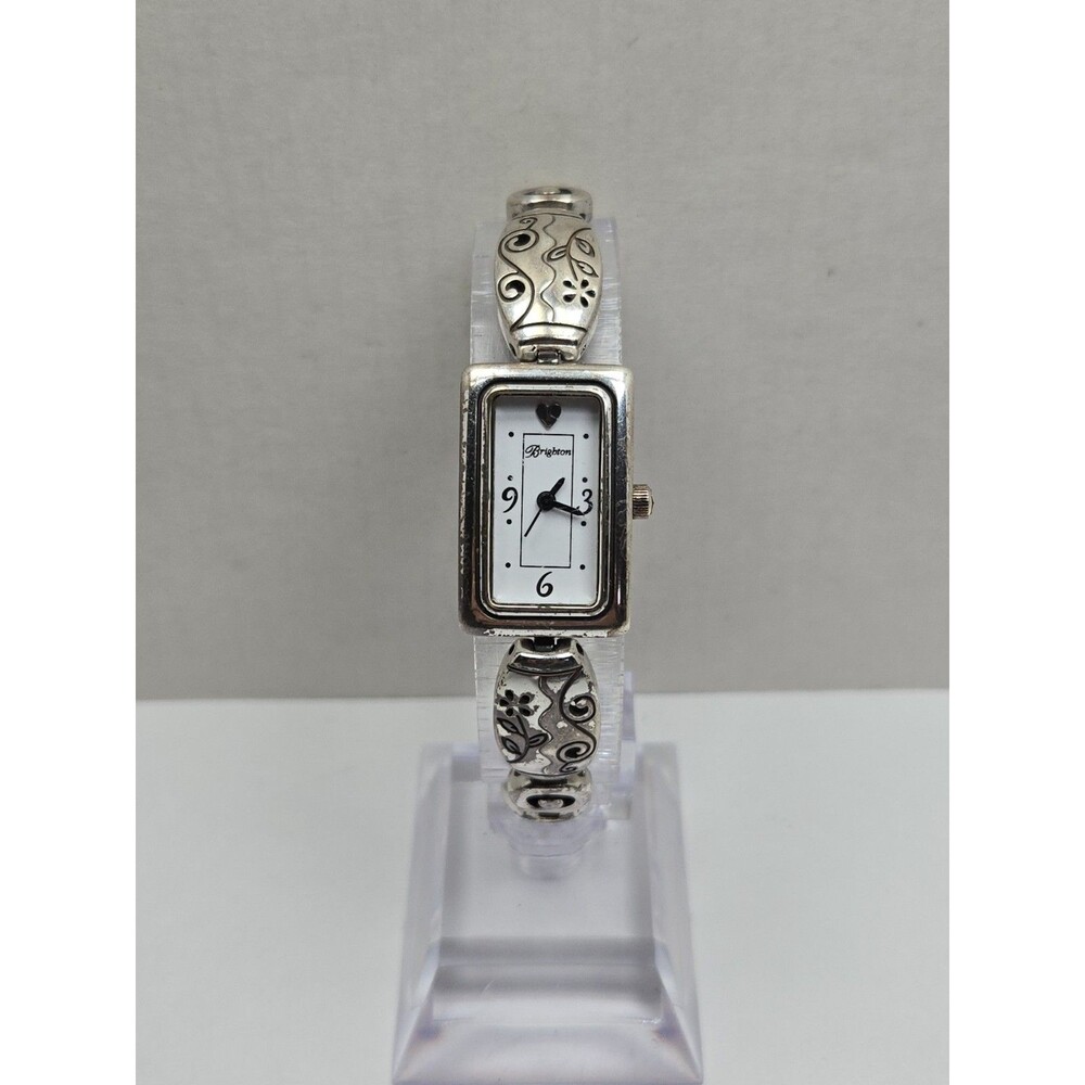Brighton Vilanova Womens Silver Plated Floral Scroll Bracelet Watch New Battery